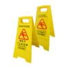 Dual wet floor warning signs in yellow for safety supplied by Purcho UK