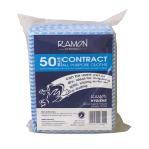 Blue all purpose cleaning cloths 50 pack Ramon supplied by Purcho