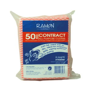 Ramon red contract all purpose cleaning cloths 50 pack for commercial use