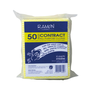 Ramon yellow contract all purpose cleaning cloths 50 pack