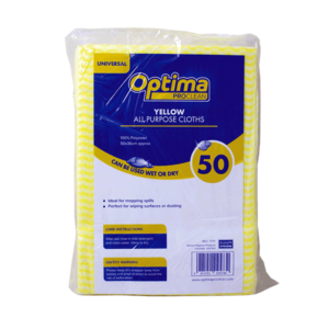 Optima Universal yellow all purpose cleaning cloths 20x50 for commercial cleaning UK