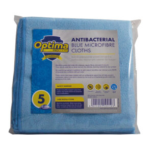 Optima Guardian blue antibacterial microfibre cloths 5 pack for professional cleaning UK – Purcho