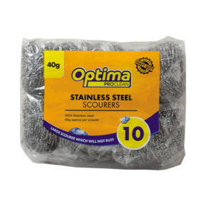 Optima Proclean 40g XL stainless steel scourers pack of 10 for commercial kitchen cleaning UK – Purcho