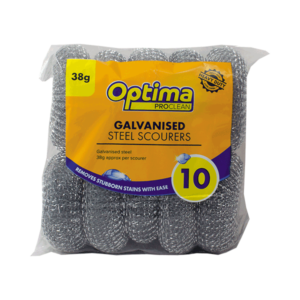 Optima Proclean galvanised steel scourers 38g pack of 10 for commercial kitchen cleaning UK – Purcho