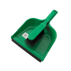 Green dust pan and stiff brush set for heavy-duty cleaning by Purcho UK