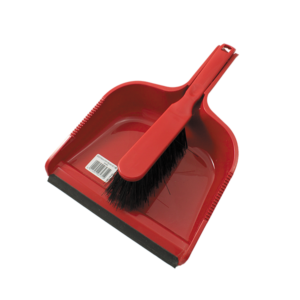 Red dust pan and stiff brush set for heavy-duty cleaning-Purcho UK