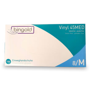Bingold Vinyl 45MED disposable vinyl gloves size M box of 100 from Purcho
