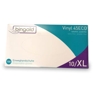 XL size Bingold Vinyl 45ECO disposable gloves suitable for cleaning and hygiene use – Purcho