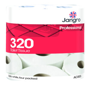 Jangro Professional 2 ply toilet tissue 320 sheets per roll – supplied by Purcho UK