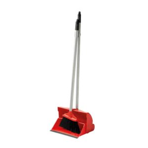 Long handle dustpan and brush set red for floor cleaning by Purcho UK