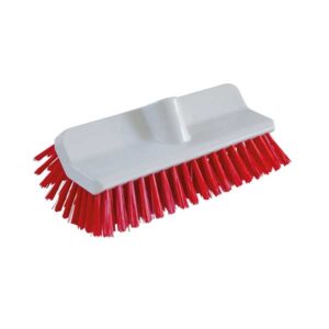 Red bristle high low deck scrubbing brush for professional cleaning from Purcho UK
