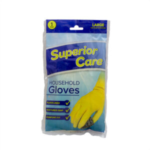 Superior Care Yellow Rubber Household Gloves (Large) – Flock lined for comfort - purcho