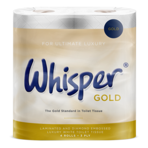 Whisper Gold high quality toilet tissue 4 rolls 3 ply supplied by Purcho