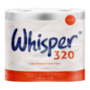 Whisper 320 laminated embossed toilet tissue 4 roll pack – supplied by Purcho UK