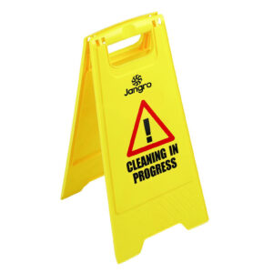 Yellow Jangro cleaning in progress A-frame floor safety sign Purcho