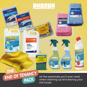 End of tenancy cleaning pack including JXAP cleaners, cloths, scourers, carpet shampoo and toilet cleaner for property move-out cleaning in the UK – Purcho