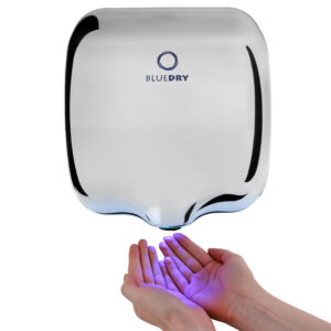 Bluedry commercial touchless hand dryer with LED drying indicator