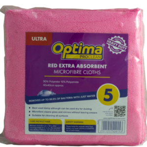 Optima Ultra red microfibre cloths pack of 5 for professional cleaning UK – Purcho