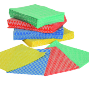 Stack of multi-colour Jangro all purpose cleaning cloths