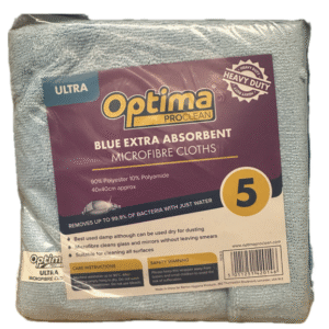 Optima Ultra blue microfibre cloths pack of 5 for professional cleaning UK – Purcho